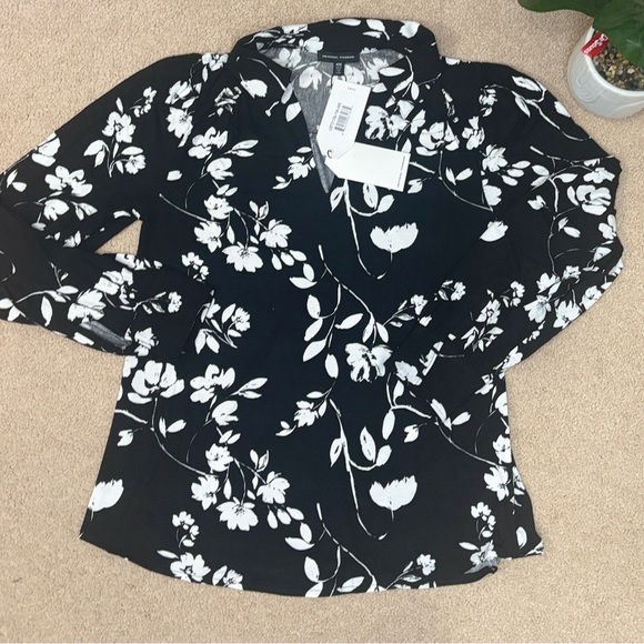 🖤 UNIVERSAL STANDARD Floral Long Sleeve Blouse – Black/White - Picture 3 of 9